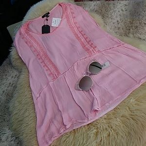 Embroidered pink top springtime!